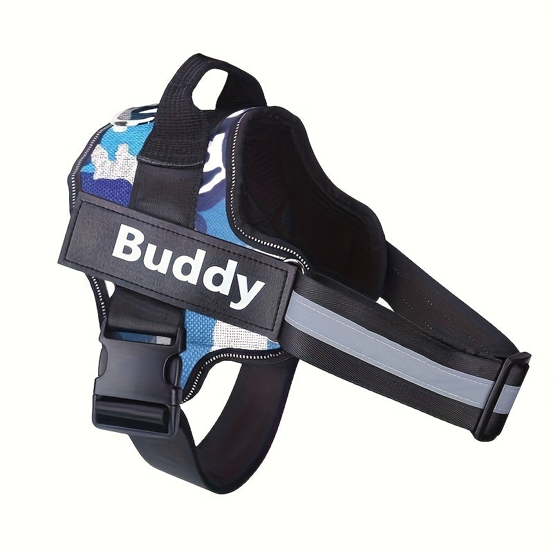 Personalized No-Pull Dog Harness Vest – Reflective Breathable Custom Name Pet Harness for Small to XXL Dogs, Outdoor Walk & Training Vest in 12 Colors Including American Flag & Camo