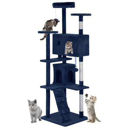 Multi-Level Cat Tree Tower with Scratching Post, Perches & Plush Apartments – Space-Saving Indoor Cat Climbing Frame & Activity Center, Heights 36–80 Inch, 6 Colors