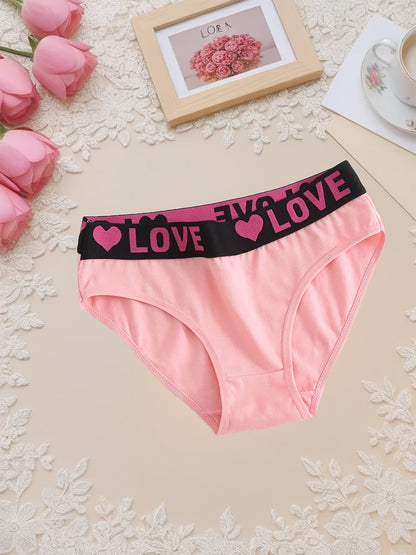 10-Pack Women's Cotton Panties Heart Print Briefs Wide Waistband Breathable Soft Underwear S-5XL Plus Size Ladies Multipack