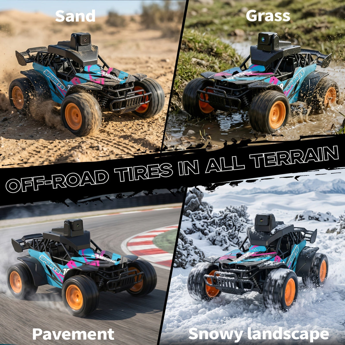 RC Car with FPV Camera LCD Screen Remote Control 60° Adjustable Camera Off-Road RC Truck 2 Speed Modes Rechargeable for Adults Beginners