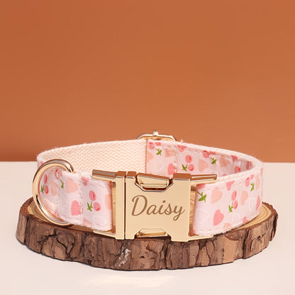 Personalized Dog Collar with ID Tag - Customizable Anti-Lost Pet Collar in 21 Styles, Adjustable XS to XL for Small Medium Large Dogs, Plaid Floral Dot Patterns, Engraved Contact Information