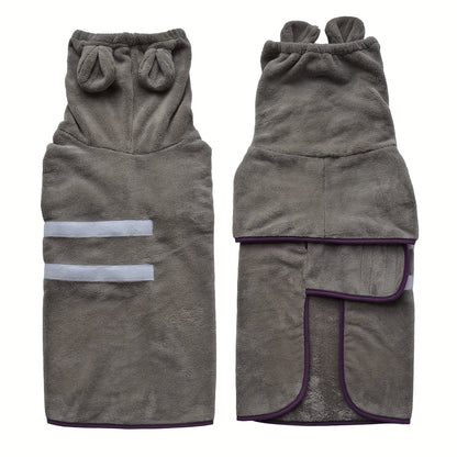 Hooded Dog Bathrobe Super Absorbent Quick-Dry Dog Robe with Hood Cozy Post-Bath Drying Coat Dog Pajamas XS S M L XL XXL 3XL 6 Colors Deep Blue Pink Green Light Blue Orange Grey