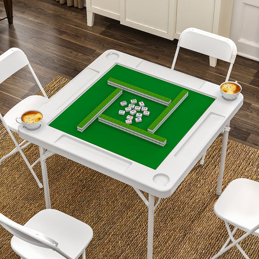 Folding Card Table with Green Felt Surface – Portable Mahjong Table for Poker, Dominoes & Card Games, Foldable Game Table for Home Game Night, Easy Setup, Black or White – Nova Mart