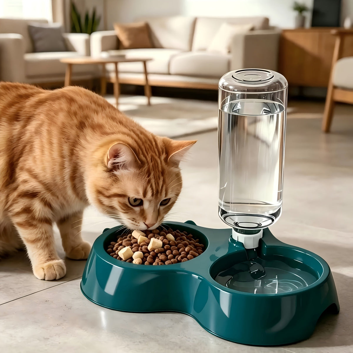 Tilted Anti-Slip Pet Feeder and Waterer Bowl Set - Ergonomic Tilt Design for Cats & Dogs, No Battery Required, Promotes Healthy Eating Posture, Easy-Clean Feeding & Drinking Station for Indoor Pets