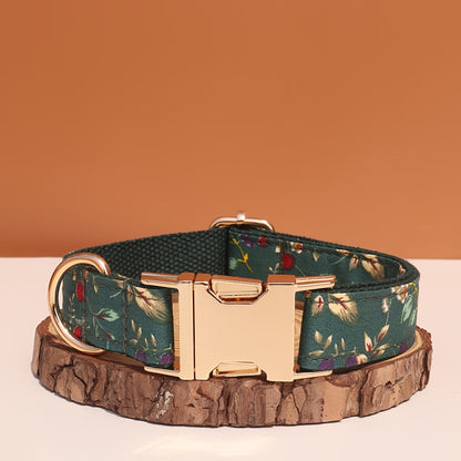 Personalized Dog Collar with ID Tag - Customizable Anti-Lost Pet Collar in 21 Styles, Adjustable XS to XL for Small Medium Large Dogs, Plaid Floral Dot Patterns, Engraved Contact Information
