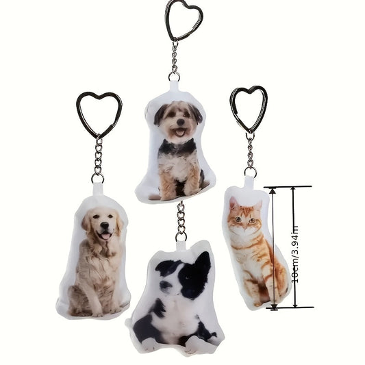 Custom Pet Photo Shaped Pillow – Personalized Dog & Cat Face Stuffed Cushion with Filling + Heart Keychain Option – Pet Memorial Gift, Birthday & Christmas Present for Pet Lovers
