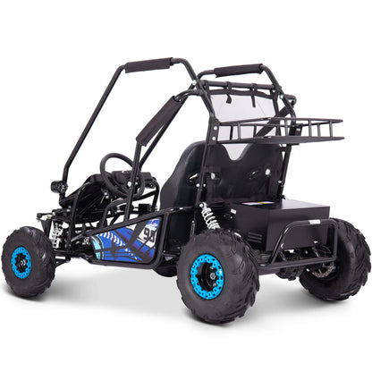 MotoTec Mud XL 60V 2000W 2-Seat Electric Go Kart Full Suspension Brushless Motor Bluetooth Speakers 4-Point Harness Off Road Kids Go Kart Ages 13+ Blue 25MPH