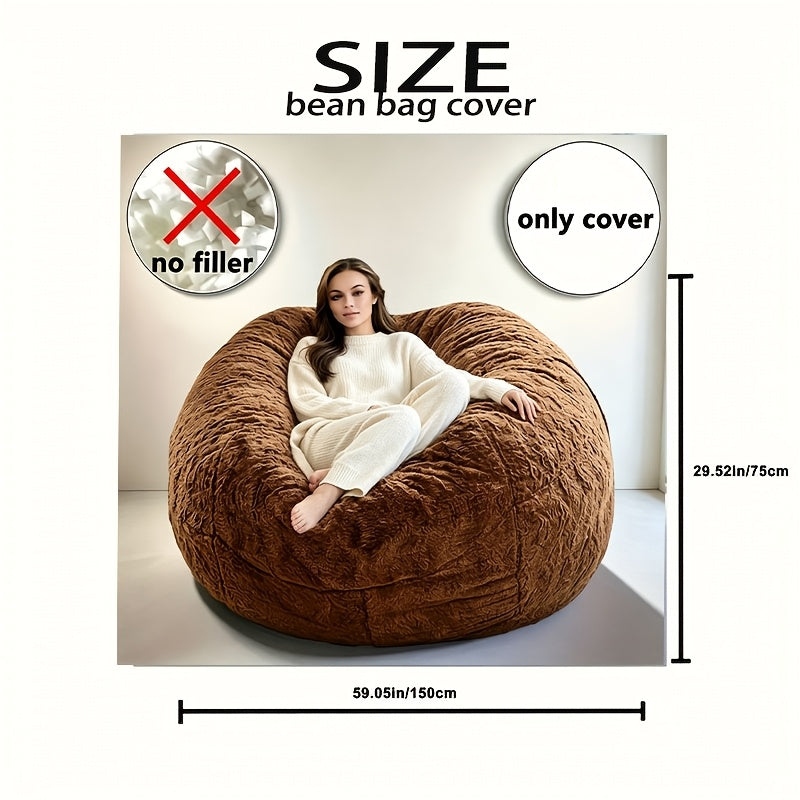 Large Round Bean Bag Bed Cover - Machine Washable, Soft Lazy Sofa Cover for Adults, No Filler Included - Living Room, Dorm & Bedroom - Light Grey, Black, Blue & Brown