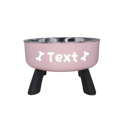 Personalized Stainless Steel Elevated Pet Bowl for Small Dogs – Anti-Slip Raised Feeder with Custom Name & Pattern, Neck Protection Design, Easy Clean Dog Food Water Dish