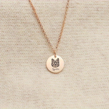 Custom Pet Portrait Circle Necklace – Handmade Personalized Dog & Cat Photo Jewelry, Silver Gold Rose Gold, 1-3 Circle Charm – Pet Lover Gift, Memorial & Birthday Necklace
