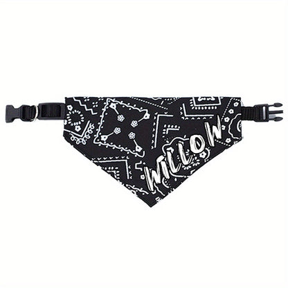 Personalized Dog Bandana Collar with Snap Closure - Adjustable Soft Polyester Pet Saliva Towel Necklace for Small Medium Large Dogs S M L 4 Colors Black Red Blue Pink Holiday Gift