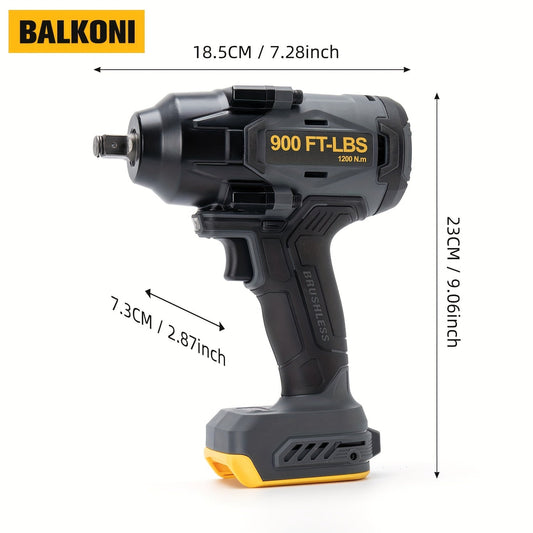 900 Ft-lbs Cordless Impact Wrench 1/2", Brushless Motor, 3-Speed, Compatible with DeWalt 20V MAX Battery, High-Torque Electric Impact Gun for Auto Repair & Heavy-Duty Jobs (Tool Only, No Battery)