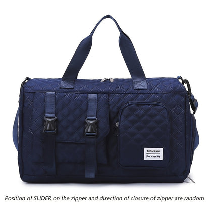 Large Capacity Argyle Travel Duffle Bag - Sports Gym Bag - Spacious & Portable for Overnight & Weekend Trips - Off White, Dark Blue, Green, Pink, Grey, Purple, Khaki & Black