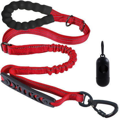 4-in-1 Elastic Dog Leash for Medium Large Dogs Adjustable Bungee Training Leash with Foam Grip Handle Anti-Choke Shock Absorbing – Multifunctional Dog Walking Leash for Hands-Free Jogging and Training
