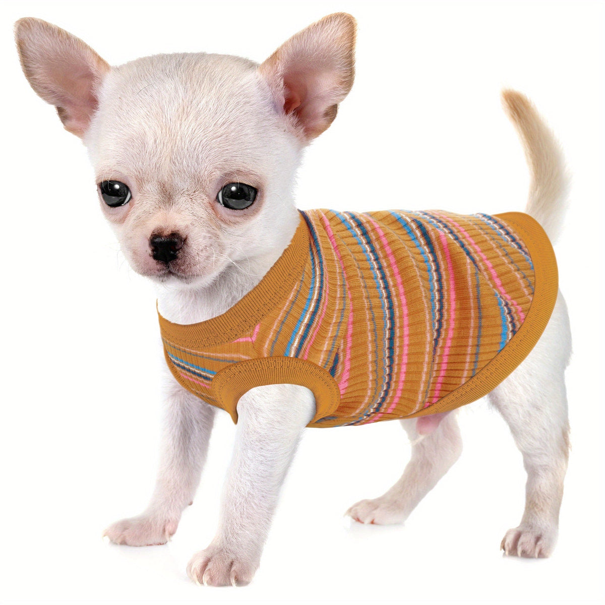 Soft Ribbed Striped Dog Tank Top Vest for Small Dogs - Lightweight Breathable Pullover Dog Shirt for XS to XXL Breeds, Cute Dog Clothes in 11 Colors for Chihuahua Yorkie Pomeranian Daily Wear
