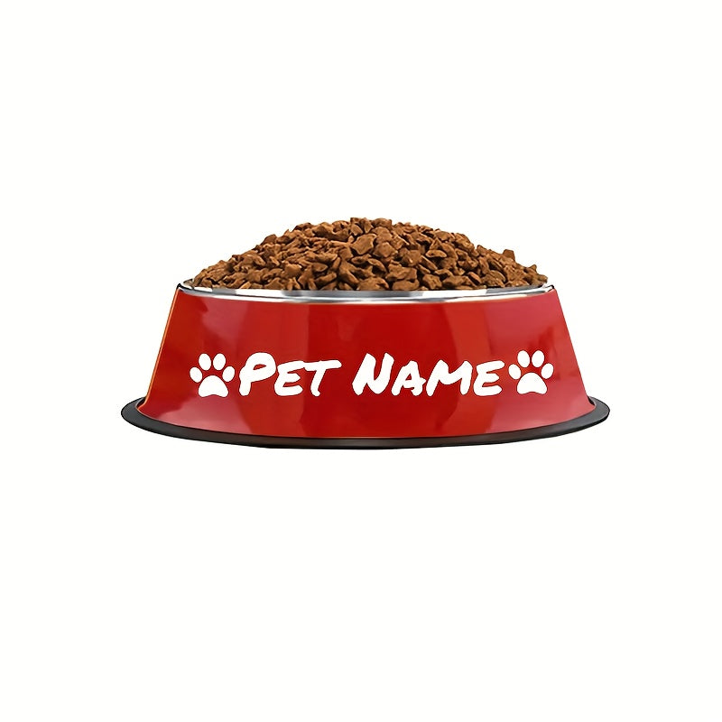 Personalized Stainless Steel Dog & Cat Bowl - Custom Engraved Pet Name Bowl with Paw Print Heart Crown Design, Anti-Tip Non-Slip, 200ml/400ml/1000ml, Food & Water Dish Gift