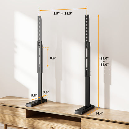 TV Stand with Legs - Height Adjustable 37"-92" Universal TV Floor Stand, Dual T-Bar Steel Frame, 150 lb Capacity, Cable Management, Anti-Tilt, No Drill - Black