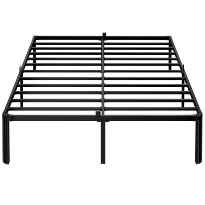 14-Inch Metal Bed Frame Twin Full Queen – Heavy-Duty Iron Frame with Fan-Shaped Legs Mattress Fixers & Under-Bed Storage Space Easy Assembly Black