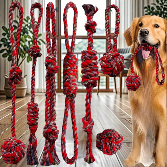 7-Piece Dog Rope Knot Chew Toy Set – Durable Interactive Tug & Teeth Cleaning Rope Toys for Small, Medium & Large Dogs, Indoor & Outdoor Training Play Set for Puppies and Adult Dogs