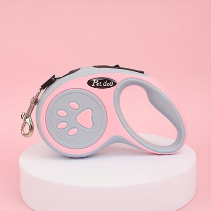 Paw Print Retractable Dog Leash - 4 Color Options, 10ft or 16ft Extendable Lead for Small Dogs, Ergonomic One-Button Control Leash for Walking & Outdoor Use (Black/Pink/Blue/Green)