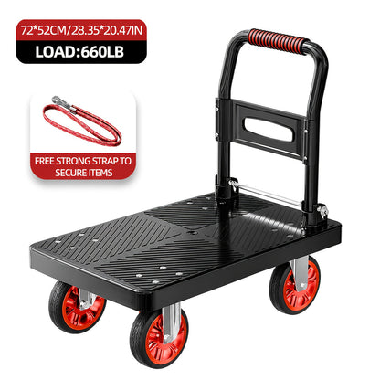 Heavy Duty Folding Platform Cart & Hand Truck with Strap - 190lb to 900lb Capacity Options, Silent Warehouse & Industrial Models for Moving, Warehouse, Garden & Holiday Use