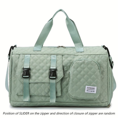 Large Capacity Argyle Travel Duffle Bag - Sports Gym Bag - Spacious & Portable for Overnight & Weekend Trips - Off White, Dark Blue, Green, Pink, Grey, Purple, Khaki & Black