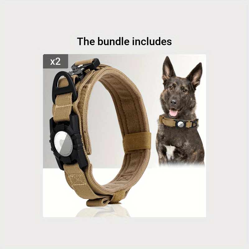Tactical Dog Collar with GPS Holder - Military Style Heavy Duty Nylon Collar for All Breeds, Adjustable Secure Fit Training Collar, 5 Colors 4 Sizes (M/L/XL) for Large & Medium Dogs