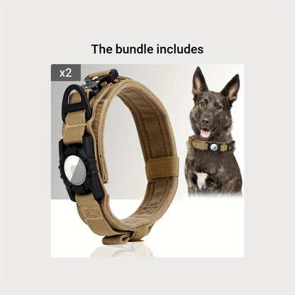 Tactical Dog Collar with GPS Holder - Military Style Heavy Duty Nylon Collar for All Breeds, Adjustable Secure Fit Training Collar, 5 Colors 4 Sizes (M/L/XL) for Large & Medium Dogs