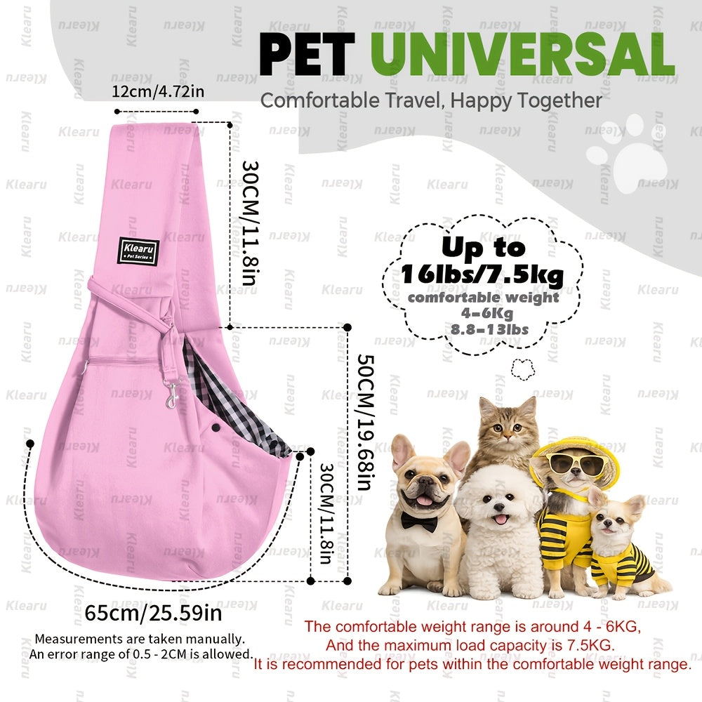 Pet Sling Carrier Bag for Cats & Dogs up to 14 lbs - Small Dog Cat Crossbody Shoulder Bag with Zipper Pocket - Hands-Free Outdoor Travel Pet Carrier Sling for Cats Dogs - Halloween Christmas Pet Gift