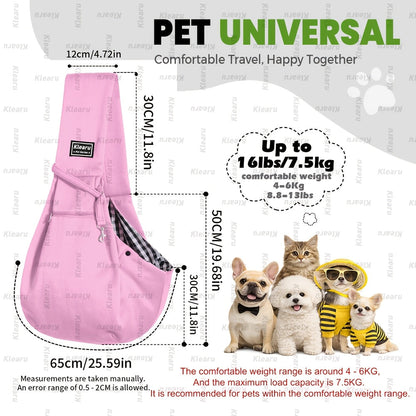 Pet Sling Carrier Bag for Cats & Dogs up to 14 lbs - Small Dog Cat Crossbody Shoulder Bag with Zipper Pocket - Hands-Free Outdoor Travel Pet Carrier Sling for Cats Dogs - Halloween Christmas Pet Gift