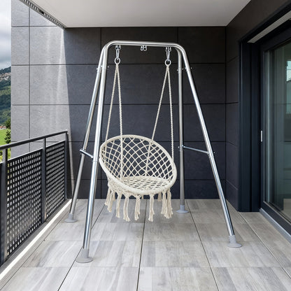 A-Frame Hammock Chair Stand Foldable – Heavy-Duty 300 LBS Steel Swing Stand for Hanging Chair Porch Indoor Outdoor Use in Black White Gold Silver