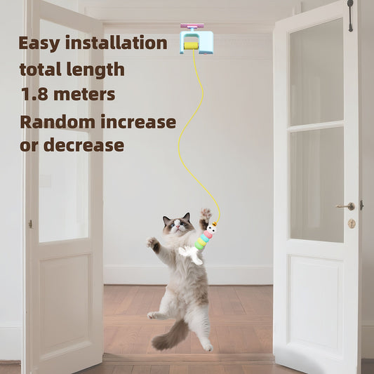 Automatic Swing Cat Toy with USB Charging - Interactive Hanging Door Cat Ball with Feathers, Auto Swinging Kitten Toy for Indoor Entertainment, Fits All Cat Breeds, Busy Pet Owner Approved