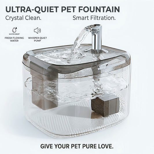 Smart Cat Water Fountain Ultra-Quiet - Multi-Stage Filtration Pet Water Dispenser, USB Powered, Easy to Clean, for Cats at Home & Travel, 3 Colors: Silver Gray, Ceramic White, Cream Yellow