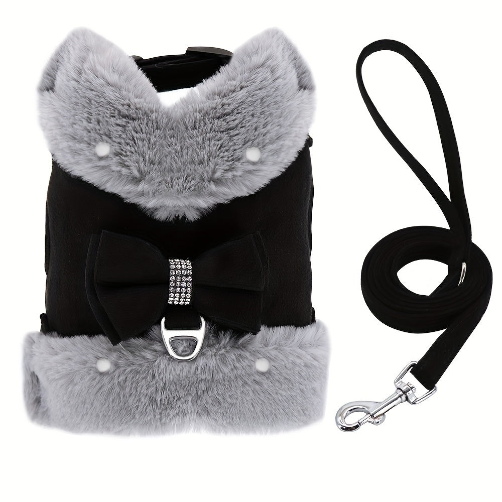 Small Dog Harness and Leash Set Soft Warm Winter Vest Harness for Small Dogs Cats Chihuahua Yorkie – Padded No-Pull Puppy Harness with Quick Release Buckle Dog Clothes Vest for Outdoor Walking