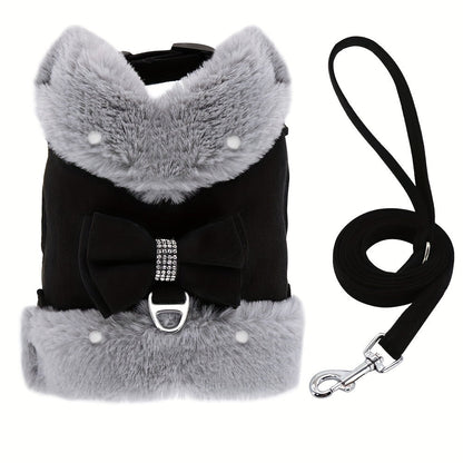 Small Dog Harness and Leash Set Soft Warm Winter Vest Harness for Small Dogs Cats Chihuahua Yorkie – Padded No-Pull Puppy Harness with Quick Release Buckle Dog Clothes Vest for Outdoor Walking