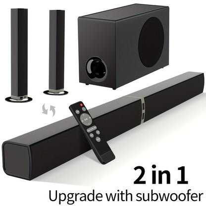 2 IN 1 TV Sound Bar, SoundBar For Smart TV, Wireless Speaker Surround Home Audio, Sound Bars With Subwoofer, ARC/Optical/AUX Connection, With Infrared Remote Control