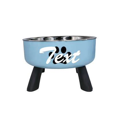 Personalized Stainless Steel Elevated Pet Bowl for Small Dogs – Anti-Slip Raised Feeder with Custom Name & Pattern, Neck Protection Design, Easy Clean Dog Food Water Dish