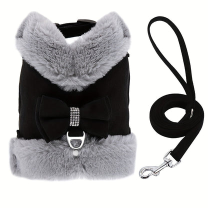 Small Dog Harness and Leash Set Soft Warm Winter Vest Harness for Small Dogs Cats Chihuahua Yorkie – Padded No-Pull Puppy Harness with Quick Release Buckle Dog Clothes Vest for Outdoor Walking