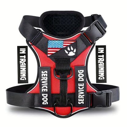 Reflective Dog Harness Vest with 5 Customizable Patches Adjustable Soft Oxford No-Pull Pet Harness with Mesh Lining Easy Control for Small Medium Large Dogs – Escape-Proof Dog Walking Vest Harness