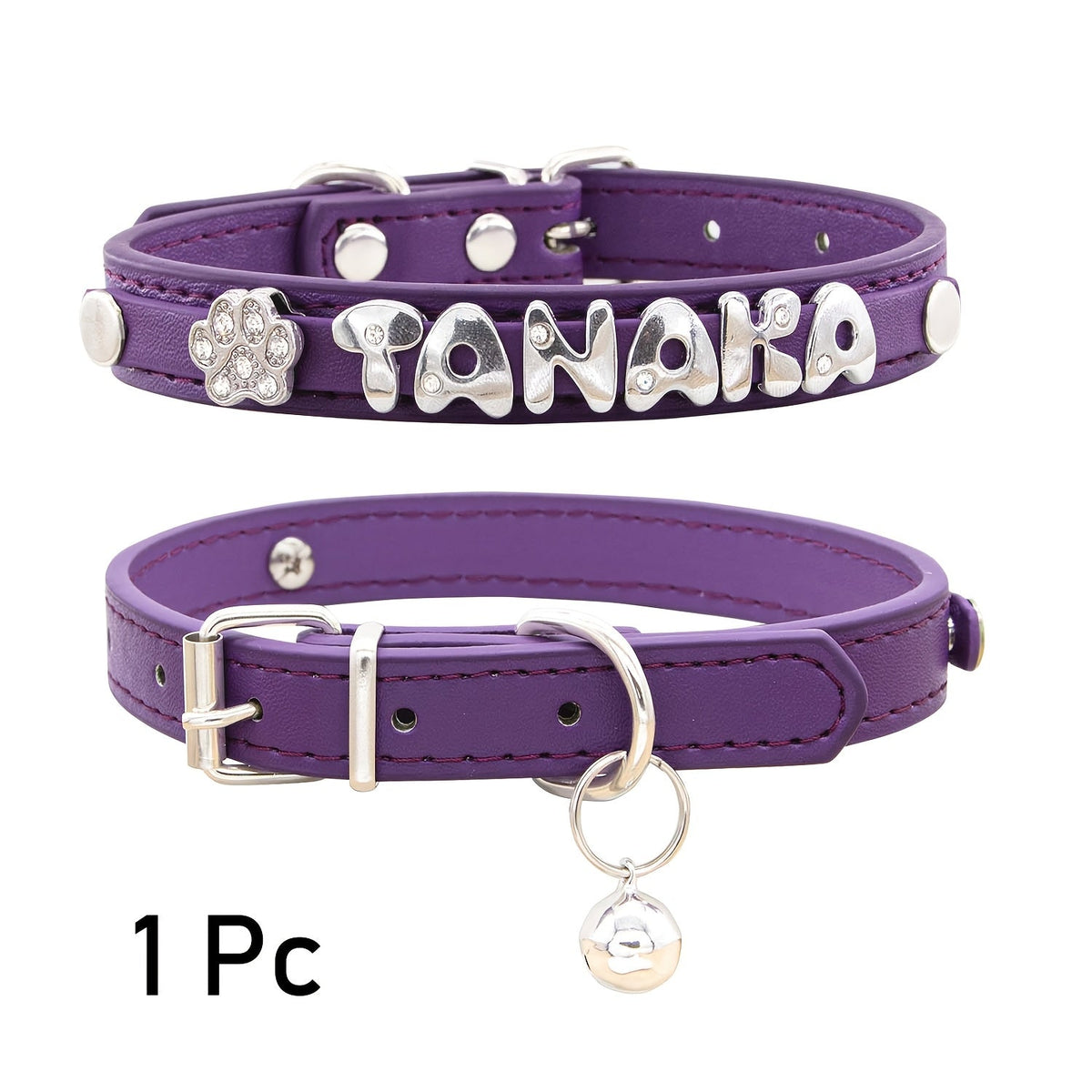 Personalized Faux Leather Cat & Dog Collar with Pendant Tag, Customized ID Collar for Small & Medium Dogs and Cats, Adjustable Pet Collar with Exquisite Charm Decoration, 11 Colors XS to M