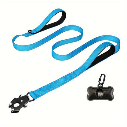 6ft Heavy Duty Dog Leash with Double Handles & Tactical Frog Clip – Reflective Rope Training Leash with Quick Release Locking Clip for Medium & Large Dogs, 11 Colors Available