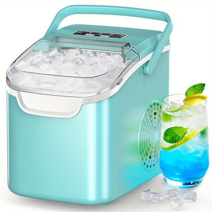Countertop Ice Maker – 26 LB per 24 Hours Ice Ready in 6 Minutes Self-Cleaning 2 Ice Sizes Scoop Basket & Handle for Home Party RV & Camping in White Black Green & Purple