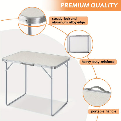 Foldable Portable Table - Lightweight Folding Table for Yard, Camping, Picnic & Family Gatherings - White