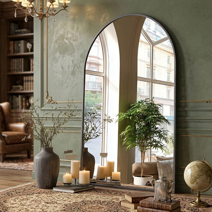 Arched Bathroom Mirror with Metal Frame - Wall Mounted Vanity Mirror - 6 Sizes (22×30 to 31×32in) - Bathroom, Bedroom & Entryway - Gold & Black