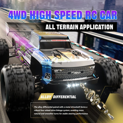 ZHUOYOU 1:12 Scale 4WD Brushless RC Car 60KM/H High Speed All-Terrain Off-Road Truck with Alloy Chassis, LED Lights, 2.4GHz & Dual Batteries – Fast RC Truck for Adults & Kids