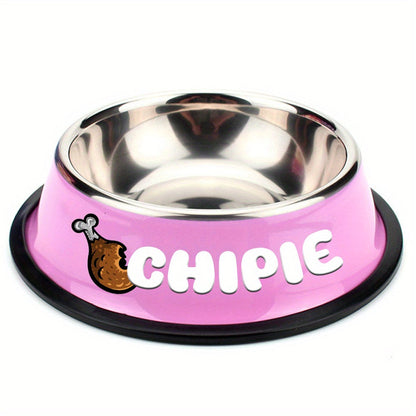Personalized Stainless Steel Pet Bowl with Custom Name - Anti-Slip Non-Spill Dog & Cat Food Water Bowl, Customized Pet Dish Gift for Dogs Cats, Durable Easy-Clean Metal Bowl with Name Engraving