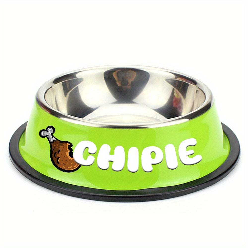 Personalized Stainless Steel Pet Bowl with Custom Name - Anti-Slip Non-Spill Dog & Cat Food Water Bowl, Customized Pet Dish Gift for Dogs Cats, Durable Easy-Clean Metal Bowl with Name Engraving