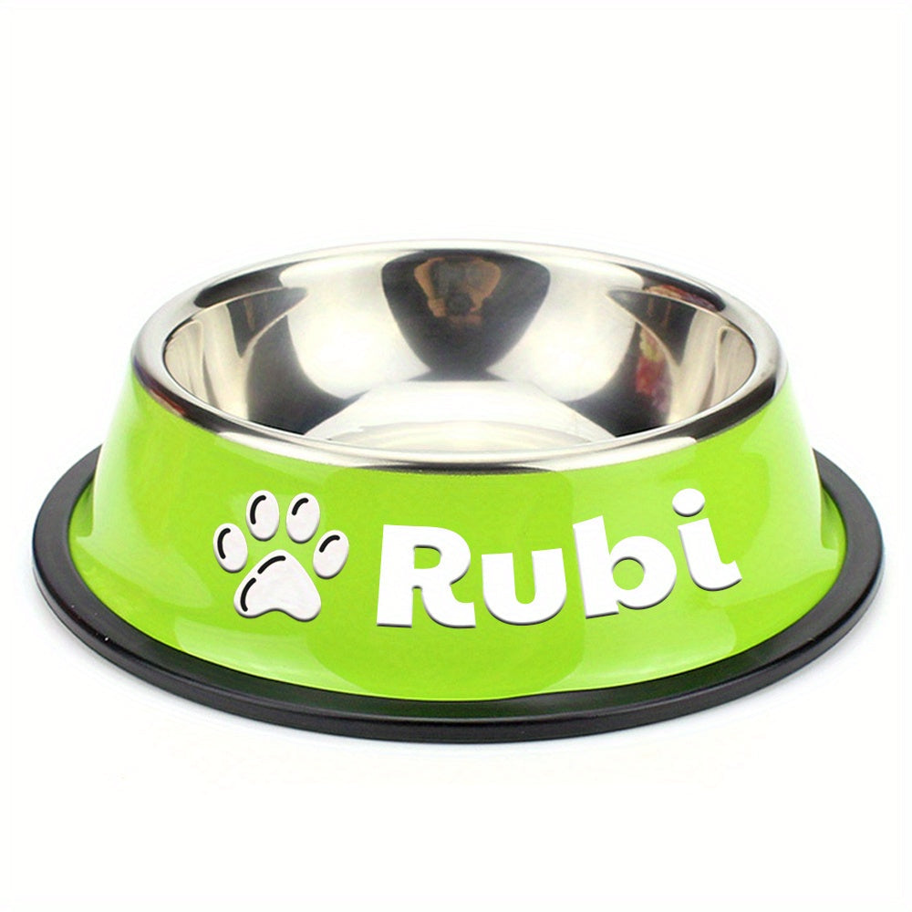 Personalized Stainless Steel Pet Bowl with Custom Name - Anti-Slip Non-Spill Dog & Cat Food Water Bowl, Customized Pet Dish Gift for Dogs Cats, Durable Easy-Clean Metal Bowl with Name Engraving