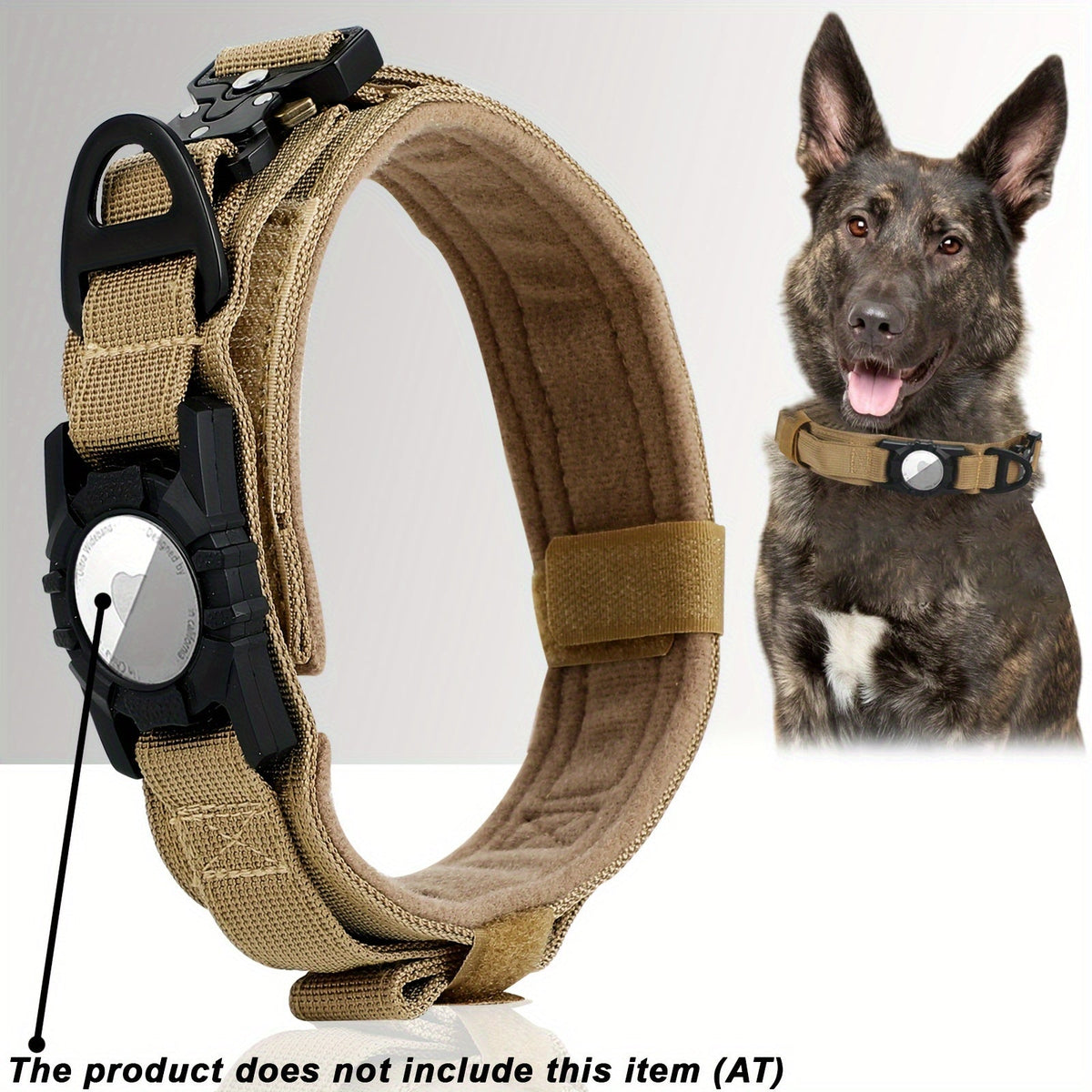 Tactical Dog Collar with GPS Holder - Military Style Heavy Duty Nylon Collar for All Breeds, Adjustable Secure Fit Training Collar, 5 Colors 4 Sizes (M/L/XL) for Large & Medium Dogs