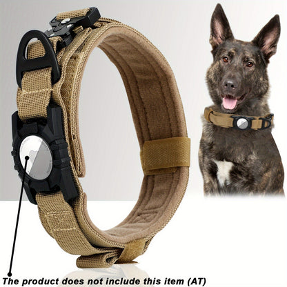 Tactical Dog Collar with GPS Holder - Military Style Heavy Duty Nylon Collar for All Breeds, Adjustable Secure Fit Training Collar, 5 Colors 4 Sizes (M/L/XL) for Large & Medium Dogs
